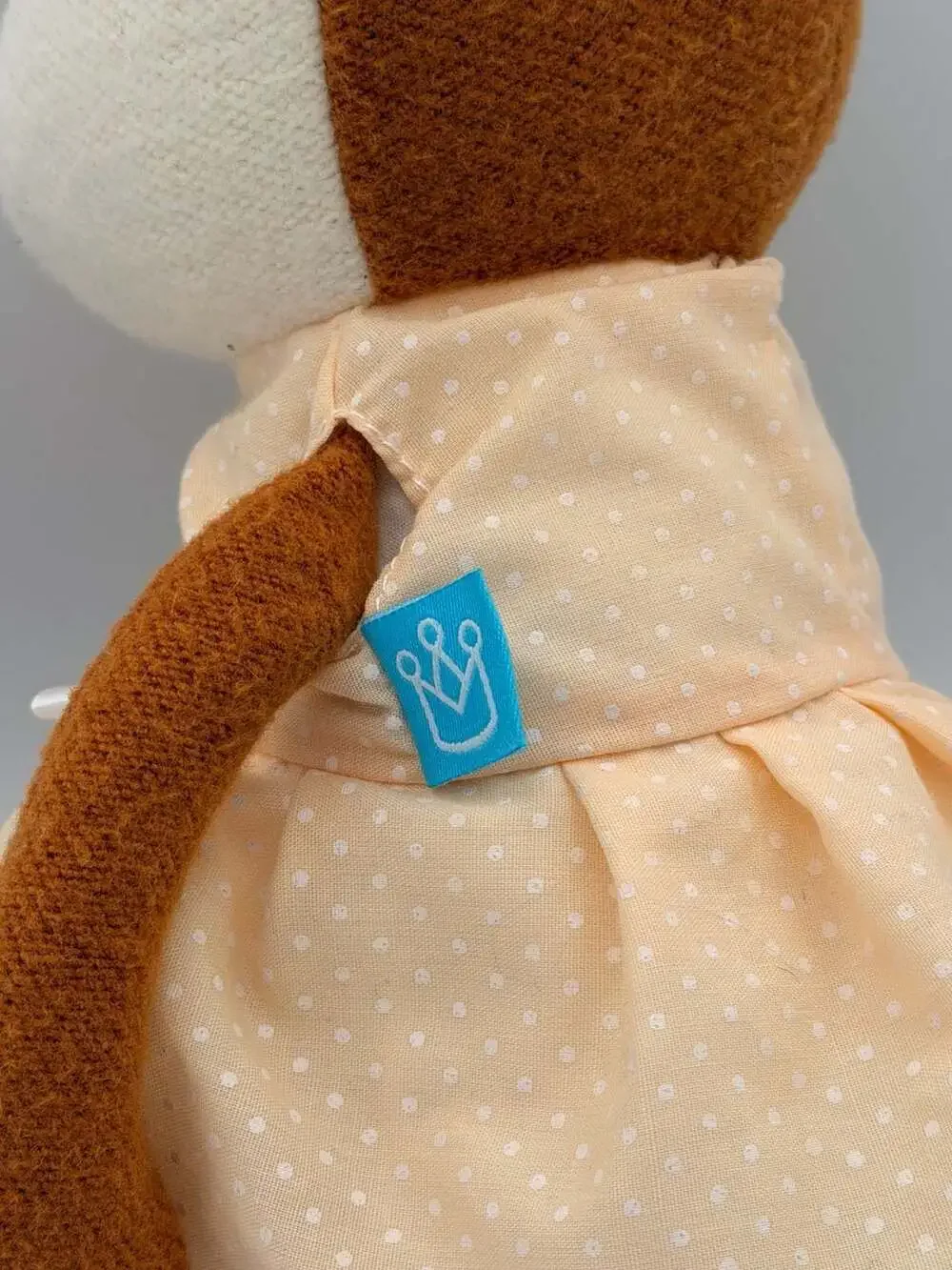 Manhattan Toy Fox Plush Toy in Peach Polka Dot Dress